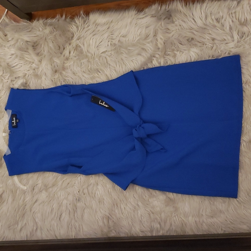 Lulus Royal Blue Tie-Front Sleeveless Mini Dress - Large